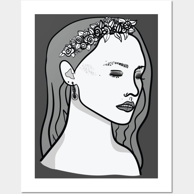 Tiara Flower Crown Girl Wall Art by LozzieElizaDesigns